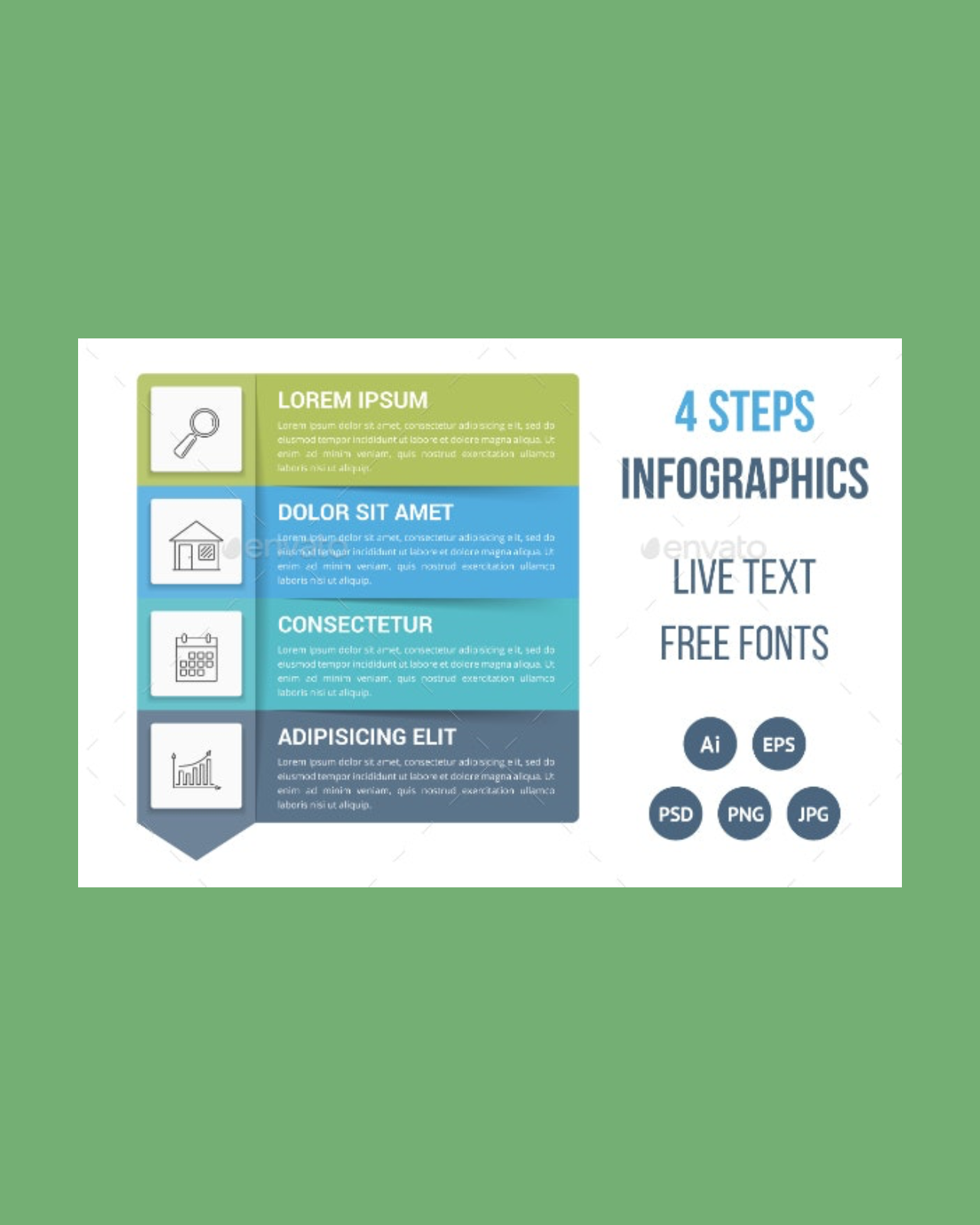 Infographic template with 4 steps pinterest image.
