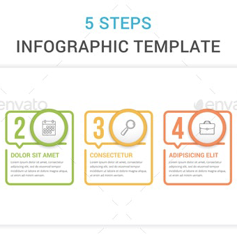 Infographic template with 5 steps main cover.