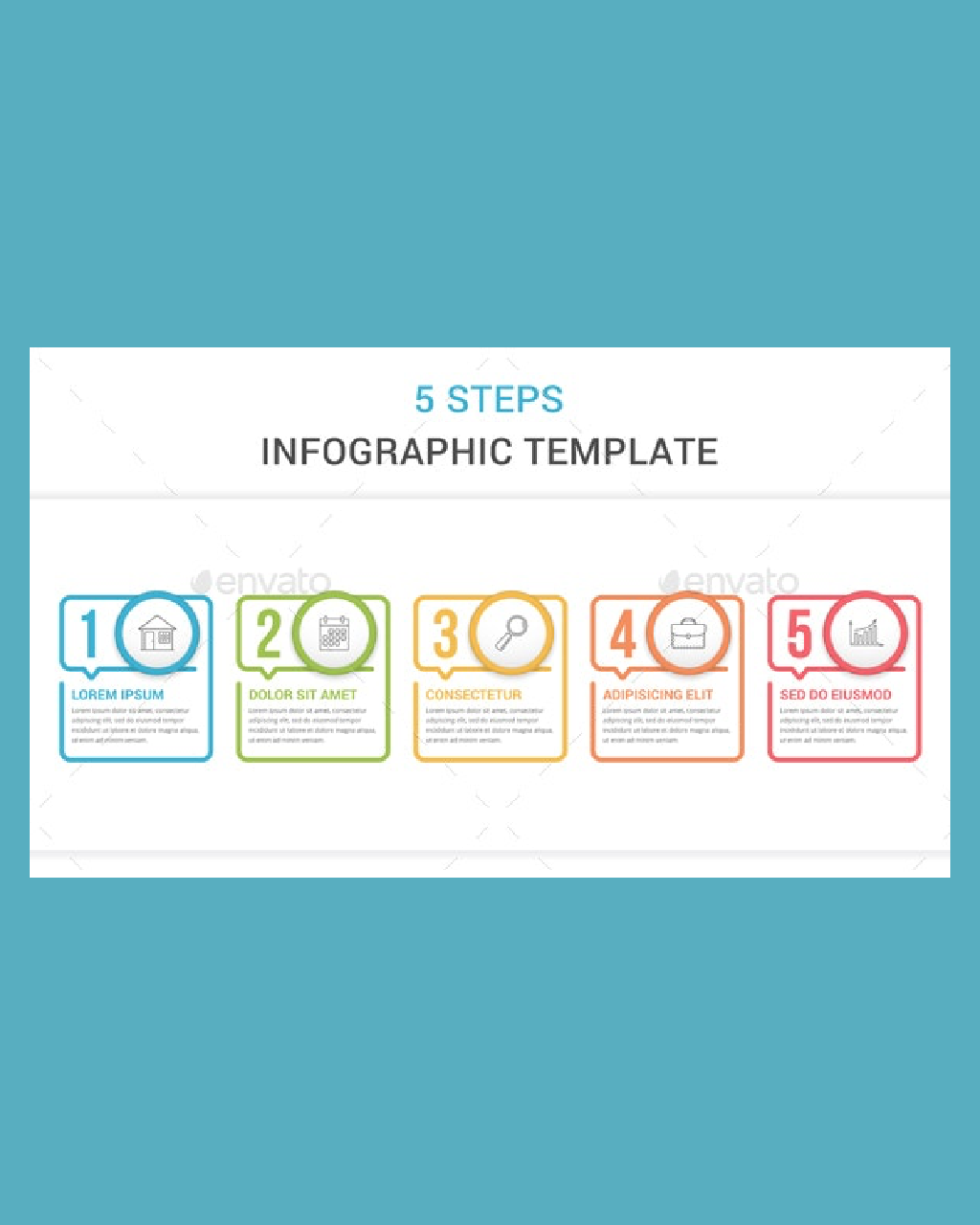 Infographic template with 5 steps pinterest image.