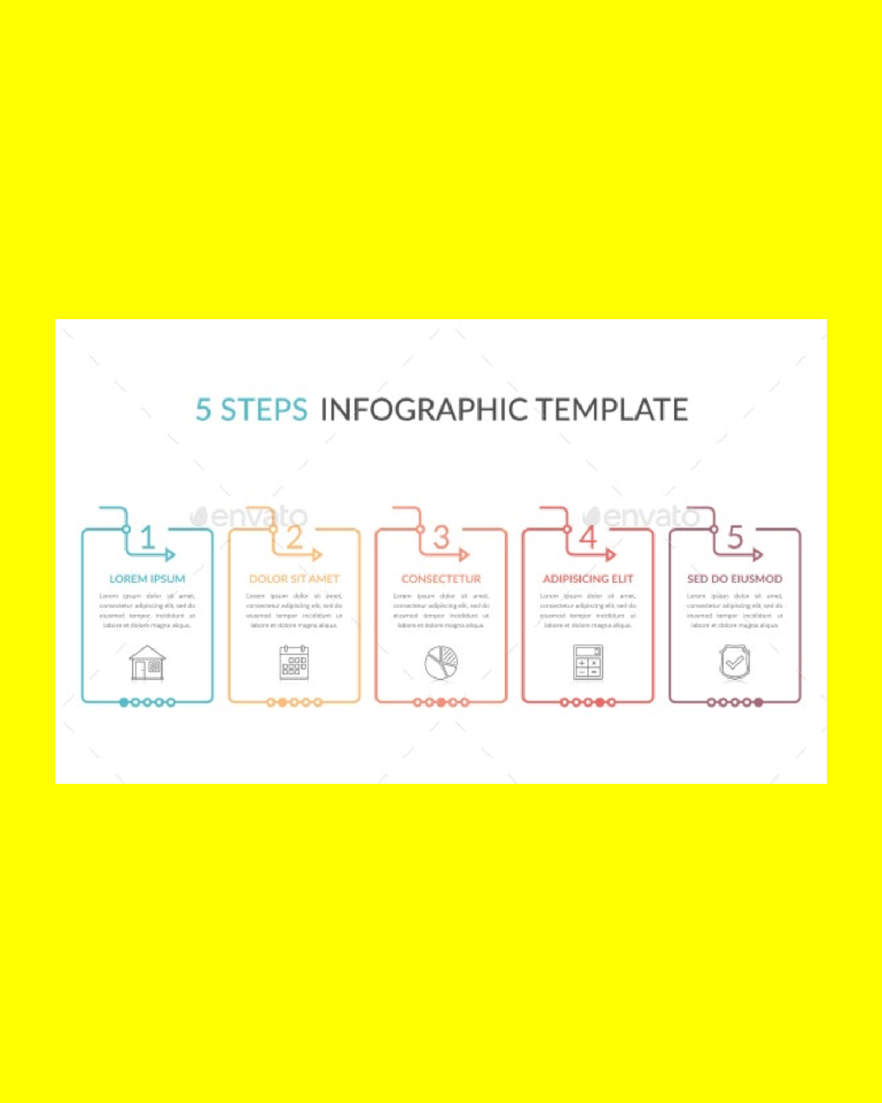 Infographic template with 5 steps pinterest image.