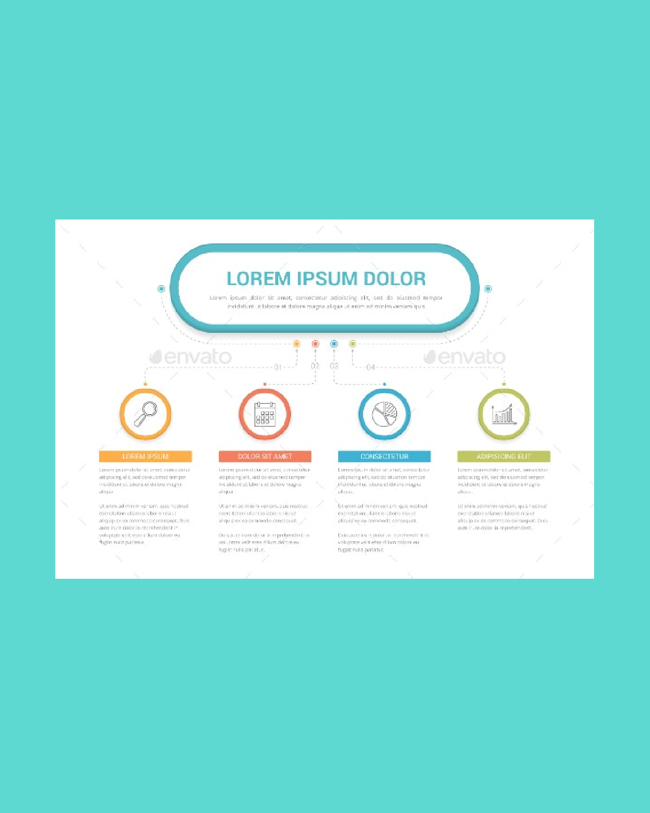 Infographic template with four steps pinterest image.