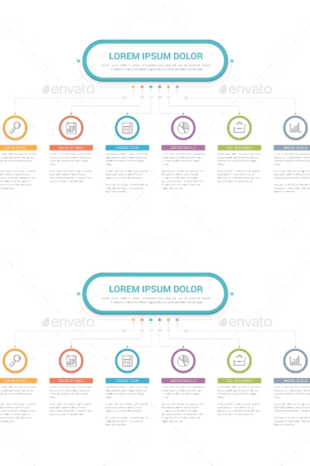 Infographic Template With Six Steps Pinterest Cover.