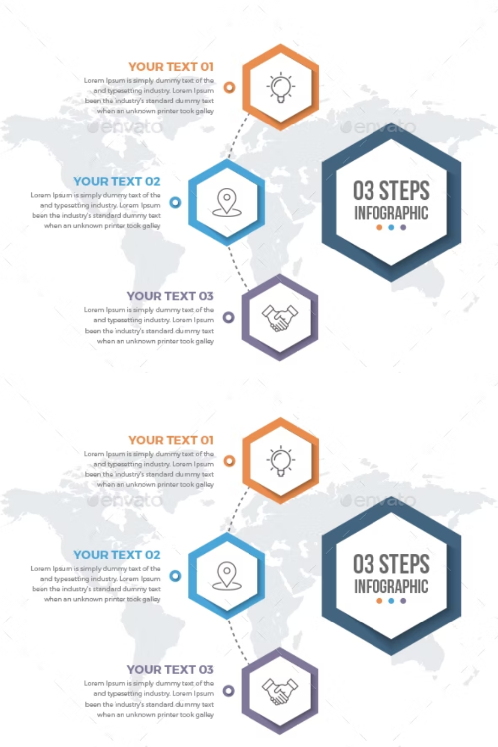 Infographics Template With 03 Steps Pinterest Cover.