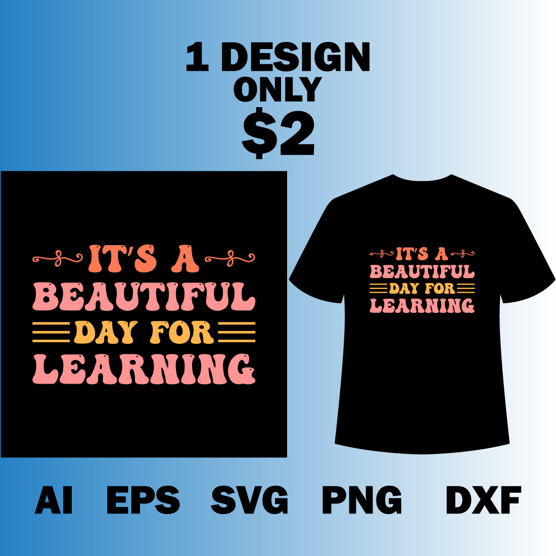 Learning Typography T-shirt Design cover image.