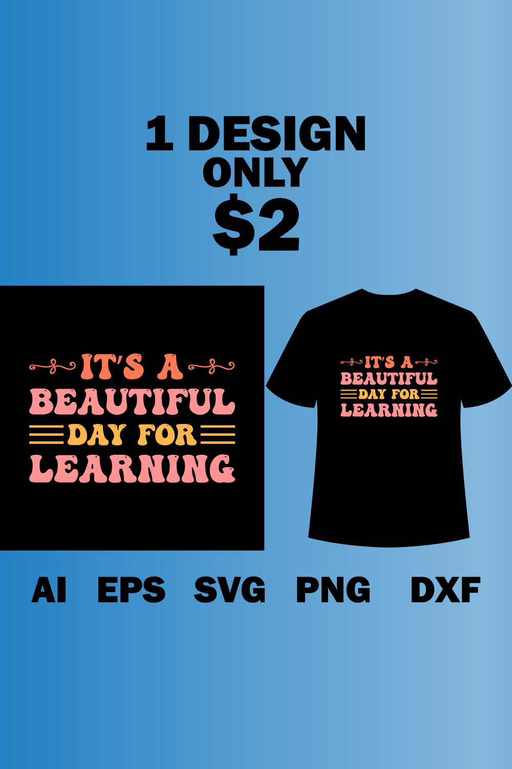 Learning Typography T-shirt Design pinterest image.