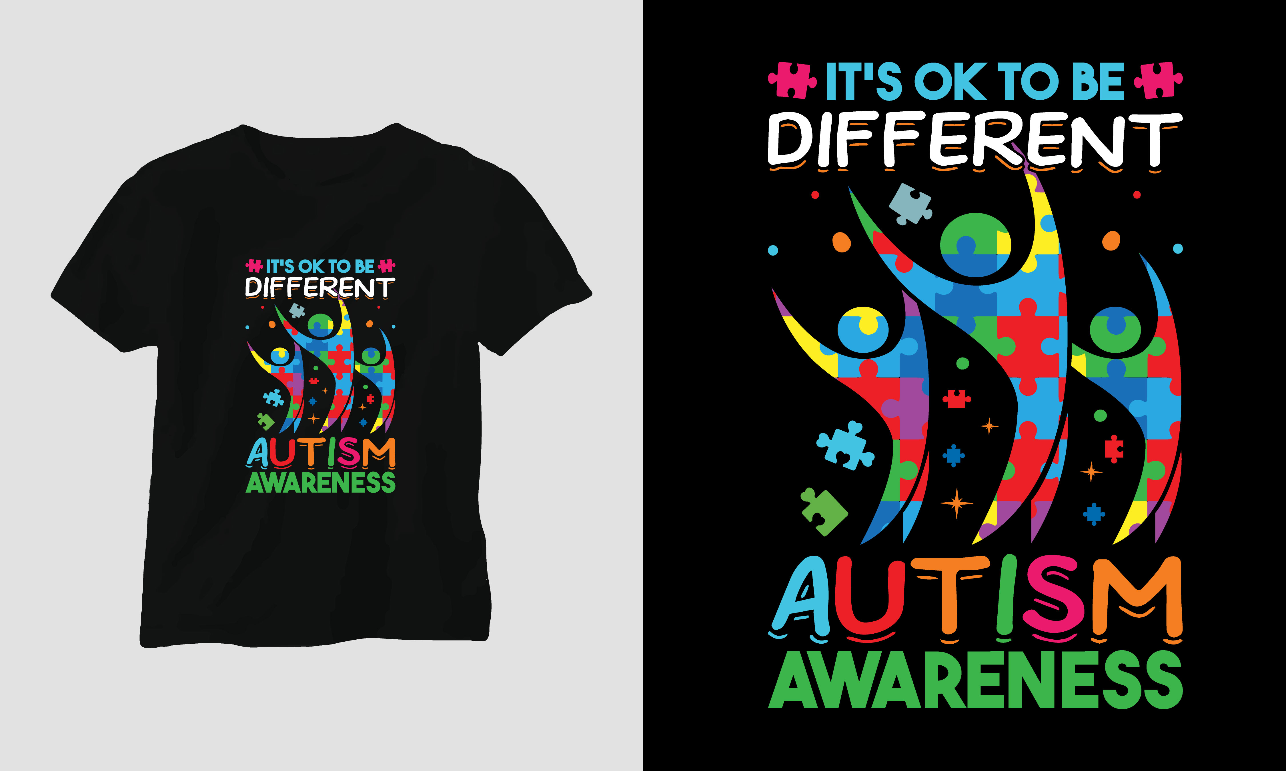 T-shirt Its Ok to Be Different Autism Awareness preview image.