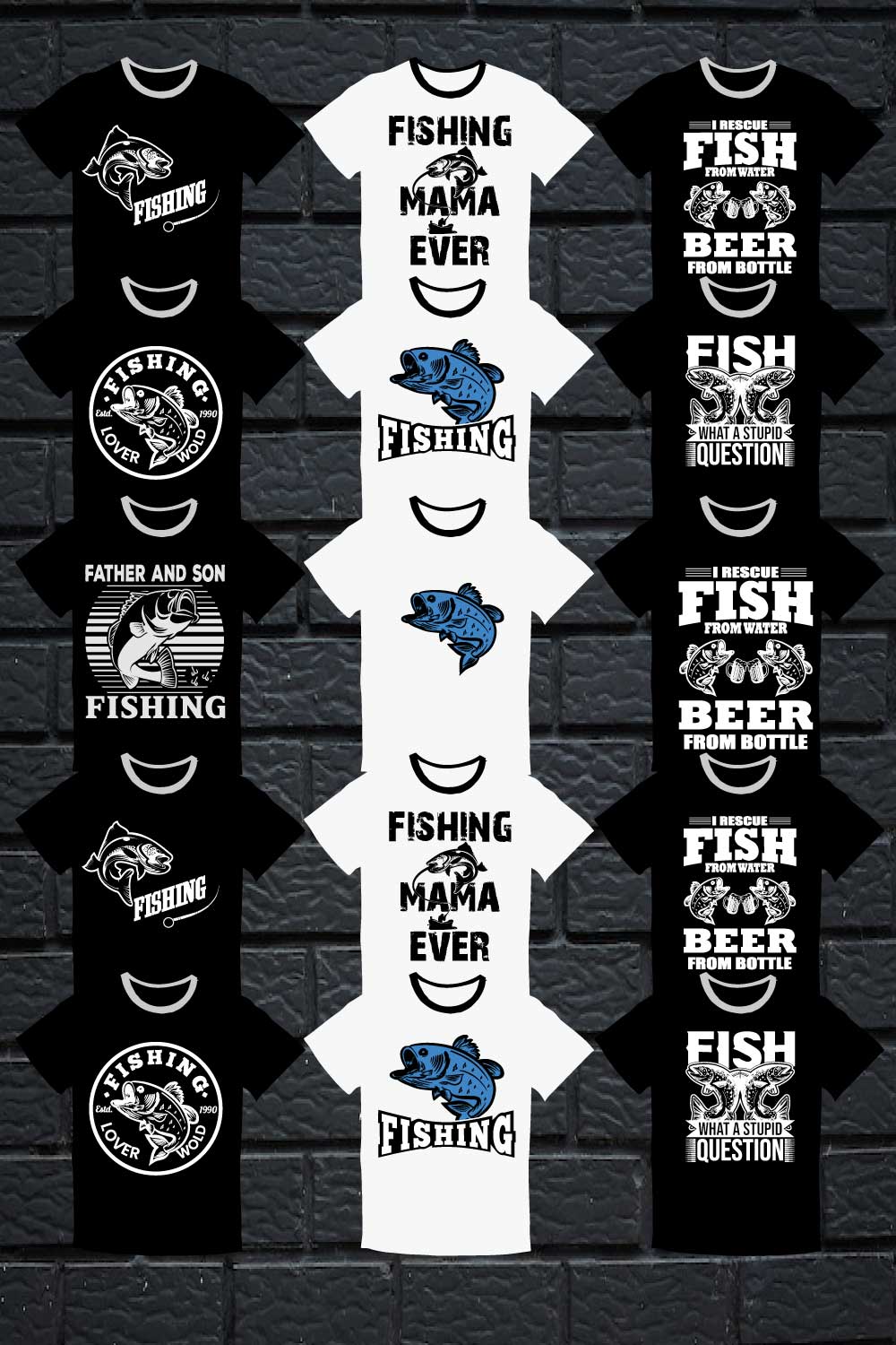 T-shirt Fishing Bundle SVG EPS pinterest image.