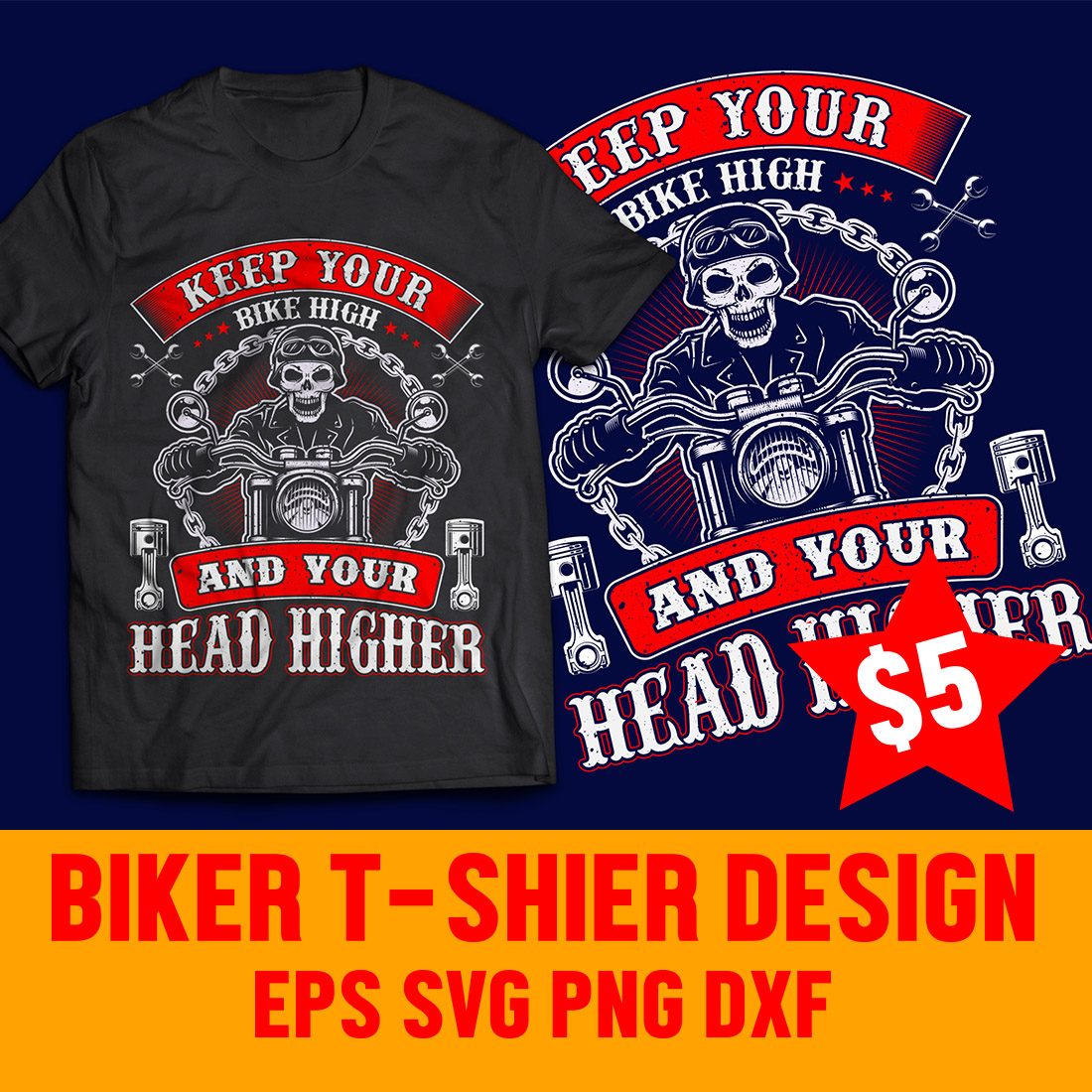 Creative Motorbiker T-shirt Design cover image.