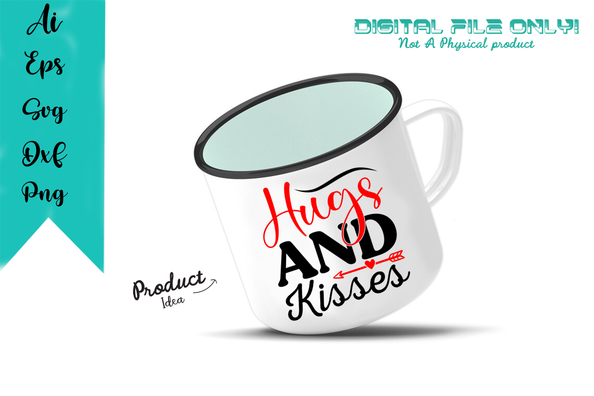 Image of a mug with an exquisite inscription Hugs And Kisses