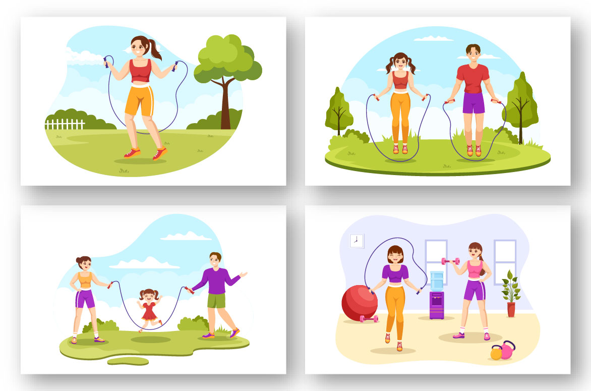 Cartoon Sport Jump Rope Graphics Design preview image.