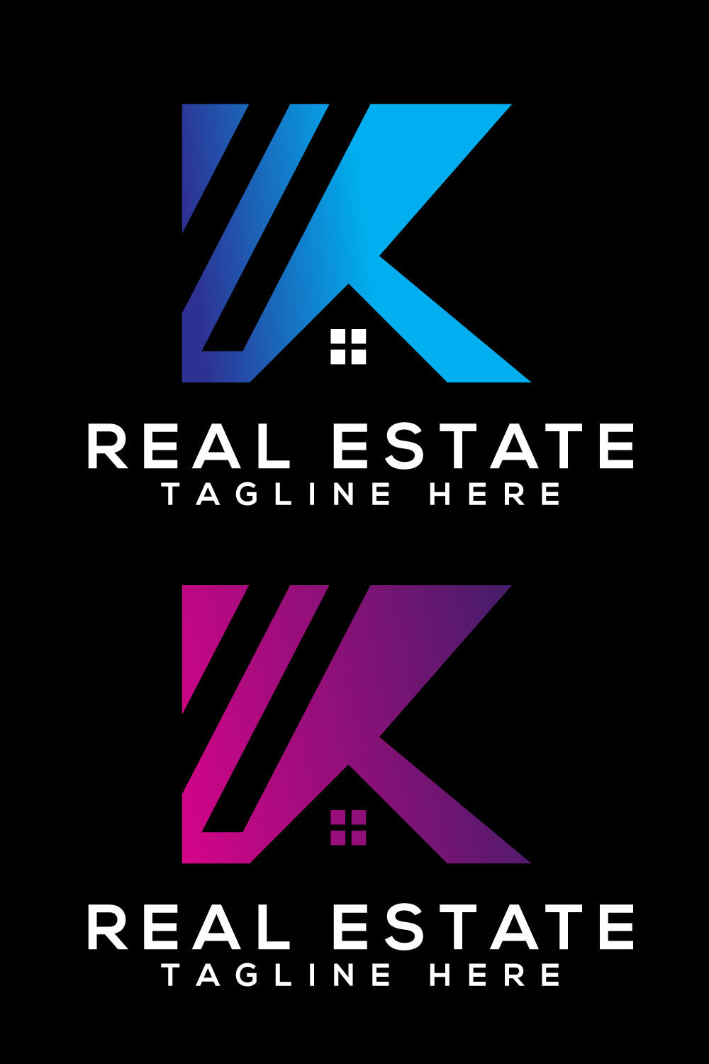 Letter K Real Estate Logo Design pinterest image.