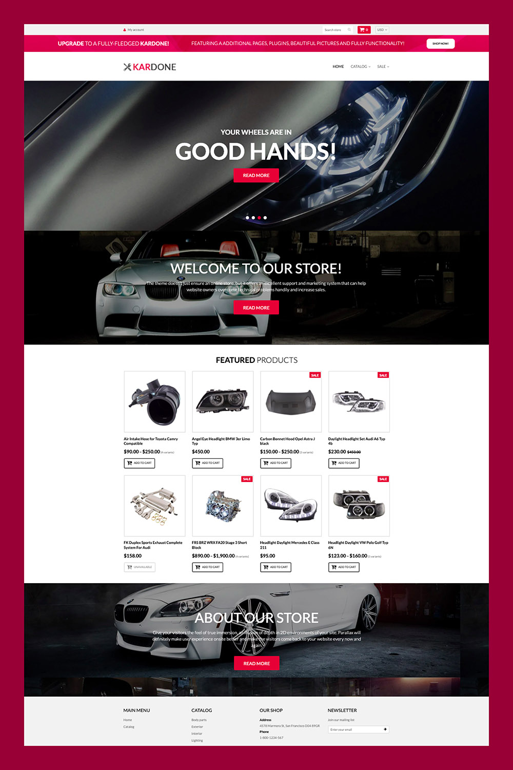 Screenshot of the main page of the site photo of cars and auto parts.
