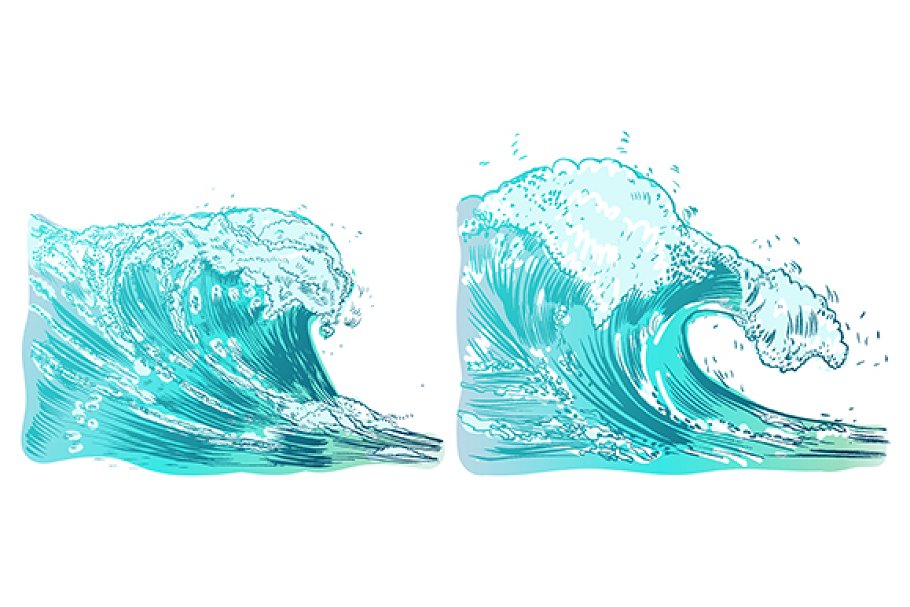 Hand painted wave items preview.