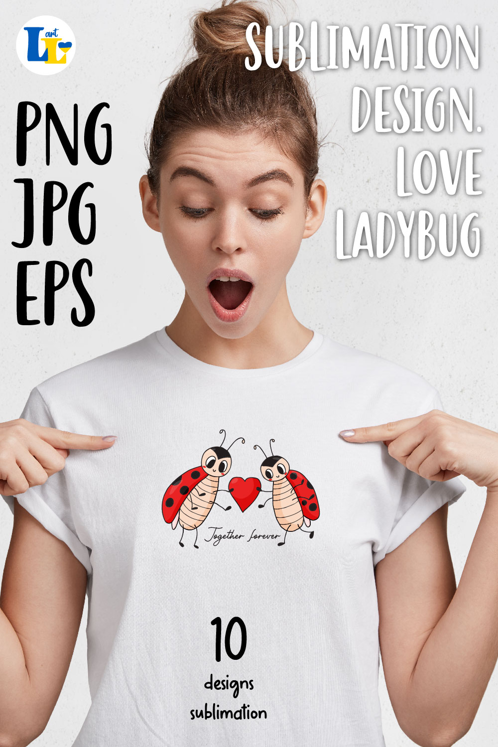 Image of t-shirt with amazing cute ladybugs print