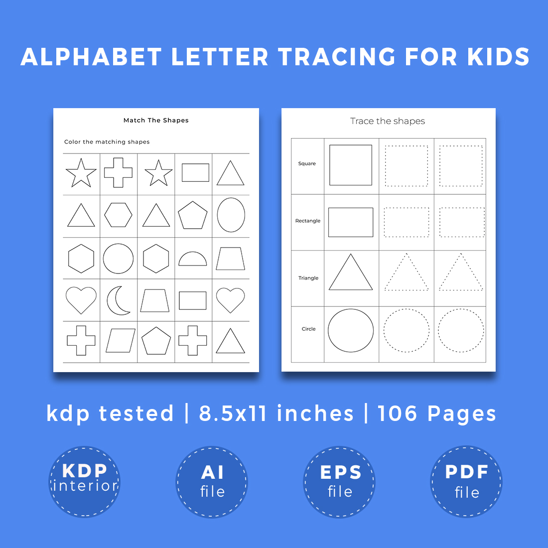Alphabet Letter Tracing Worksheet For Kids KDP Interior preview image.