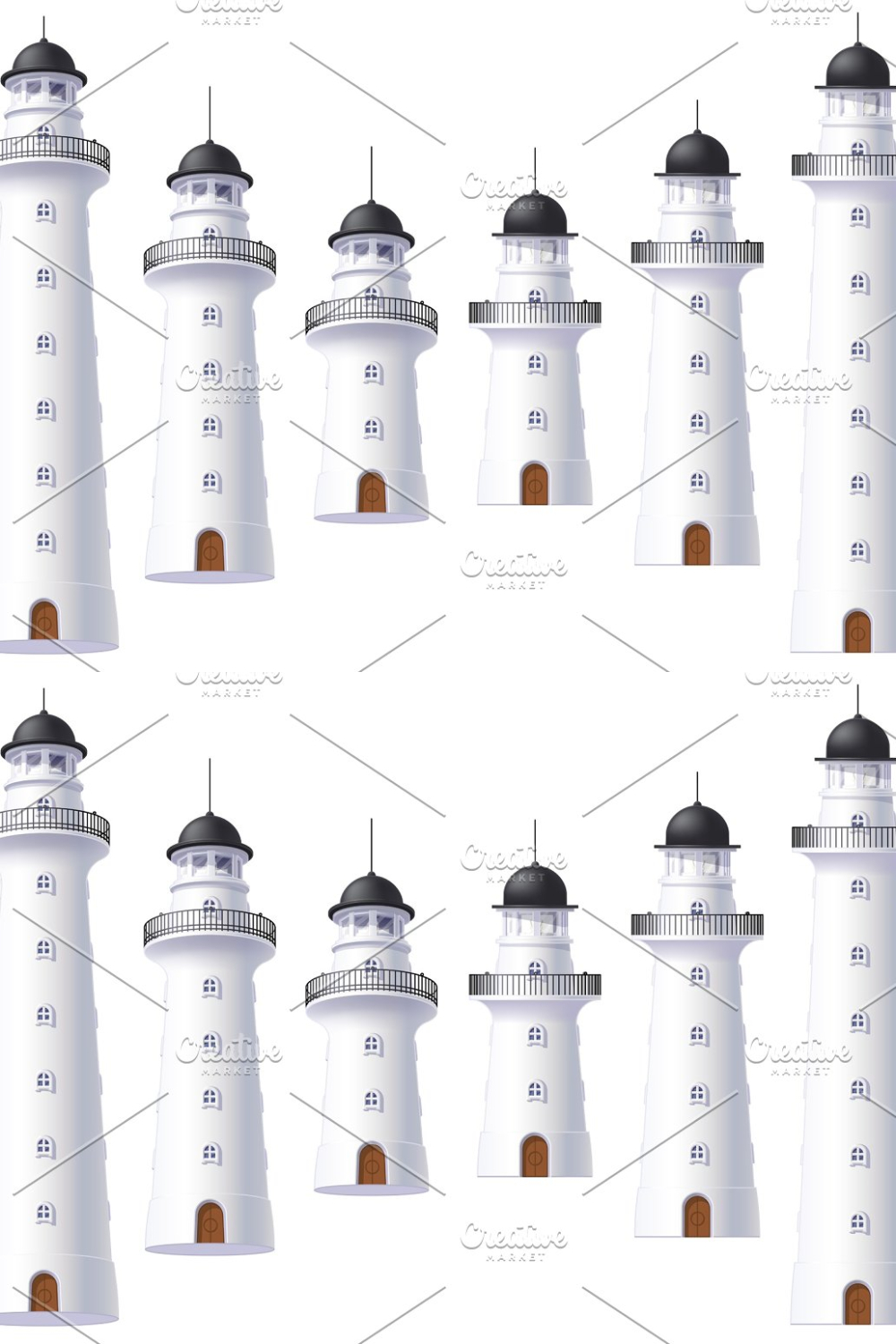Lighthouse, Light House, Beacon Set Pinterest Cover.