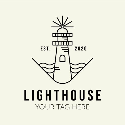 Lighthouse logo vector line art main image preview.