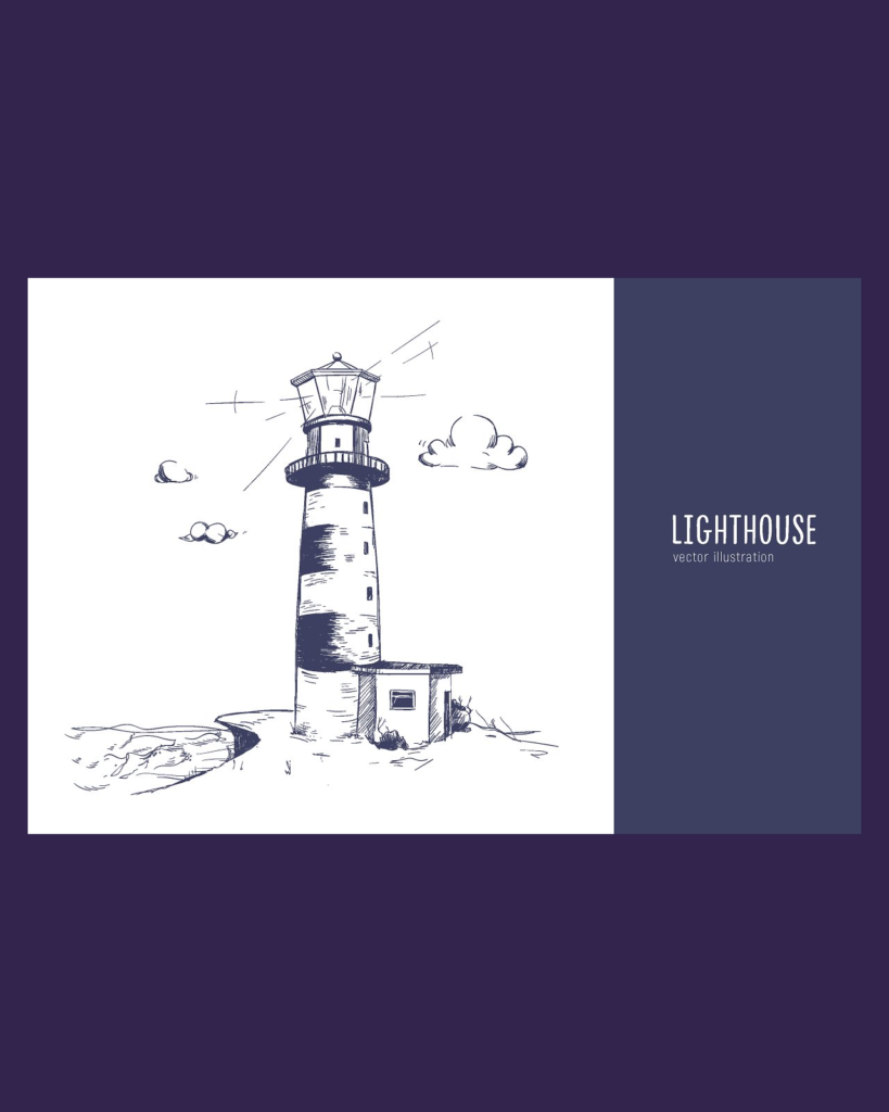 Lighthouse Sketch Illustration Masterbundles