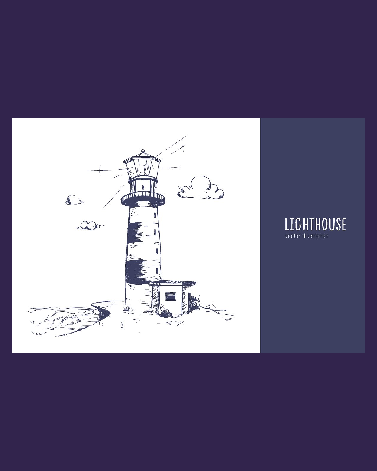 Lighthouse sketch illustration pinterest image preview.