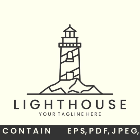 Lighthouse with line style logo icon main image preview.