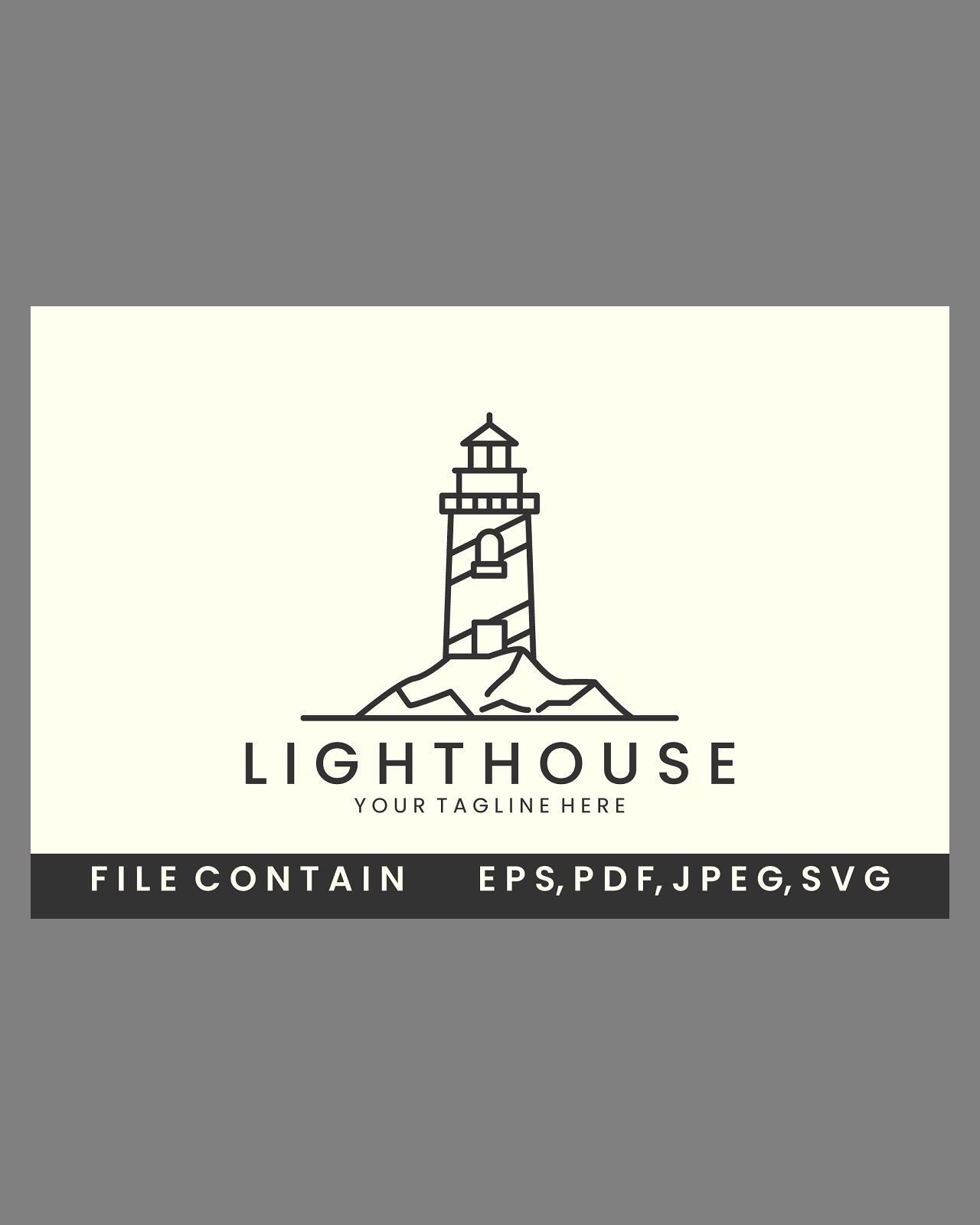 Lighthouse with line style logo icon pinterest image preview.