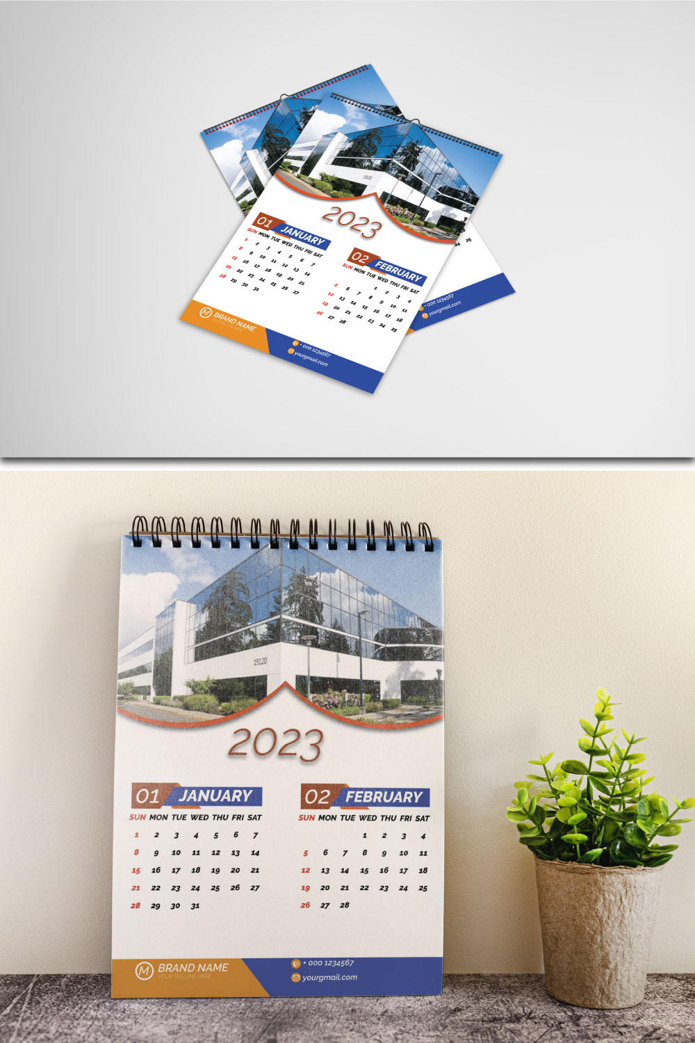 Wall Calendar Design Template pinterest image.