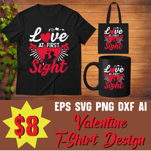 Love At First Sight For Valentine T-Shirt Design main cover