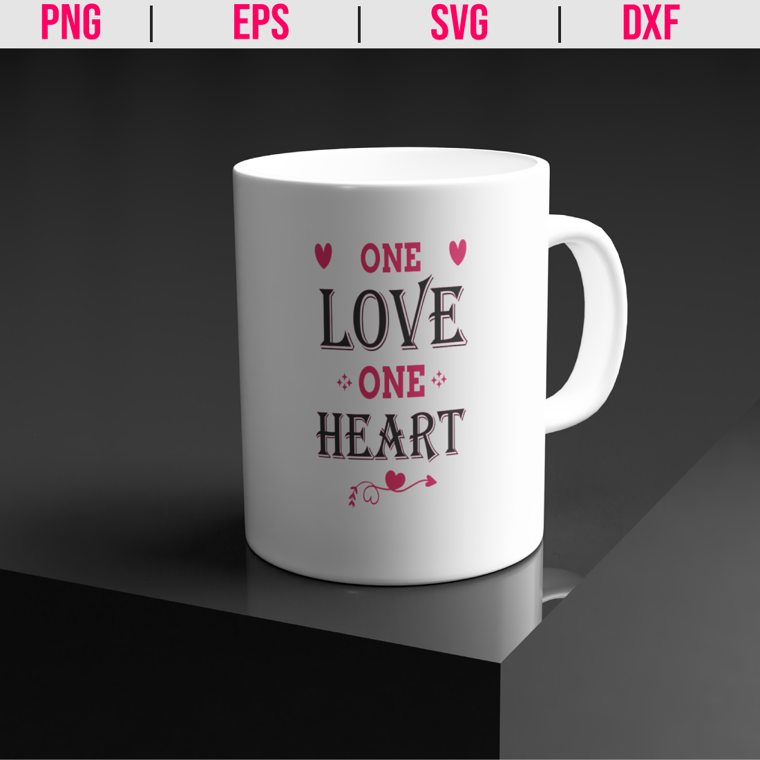 Image of a cup with a gorgeous print on the theme of love