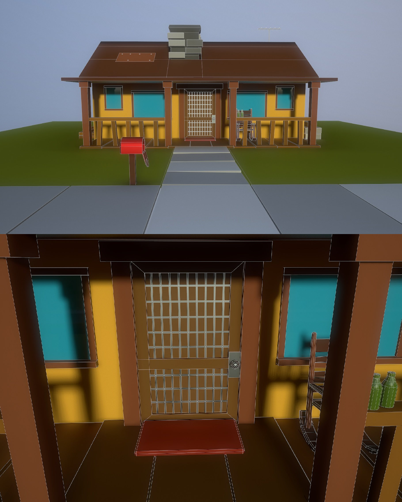 Low poly old house pinterest image preview.