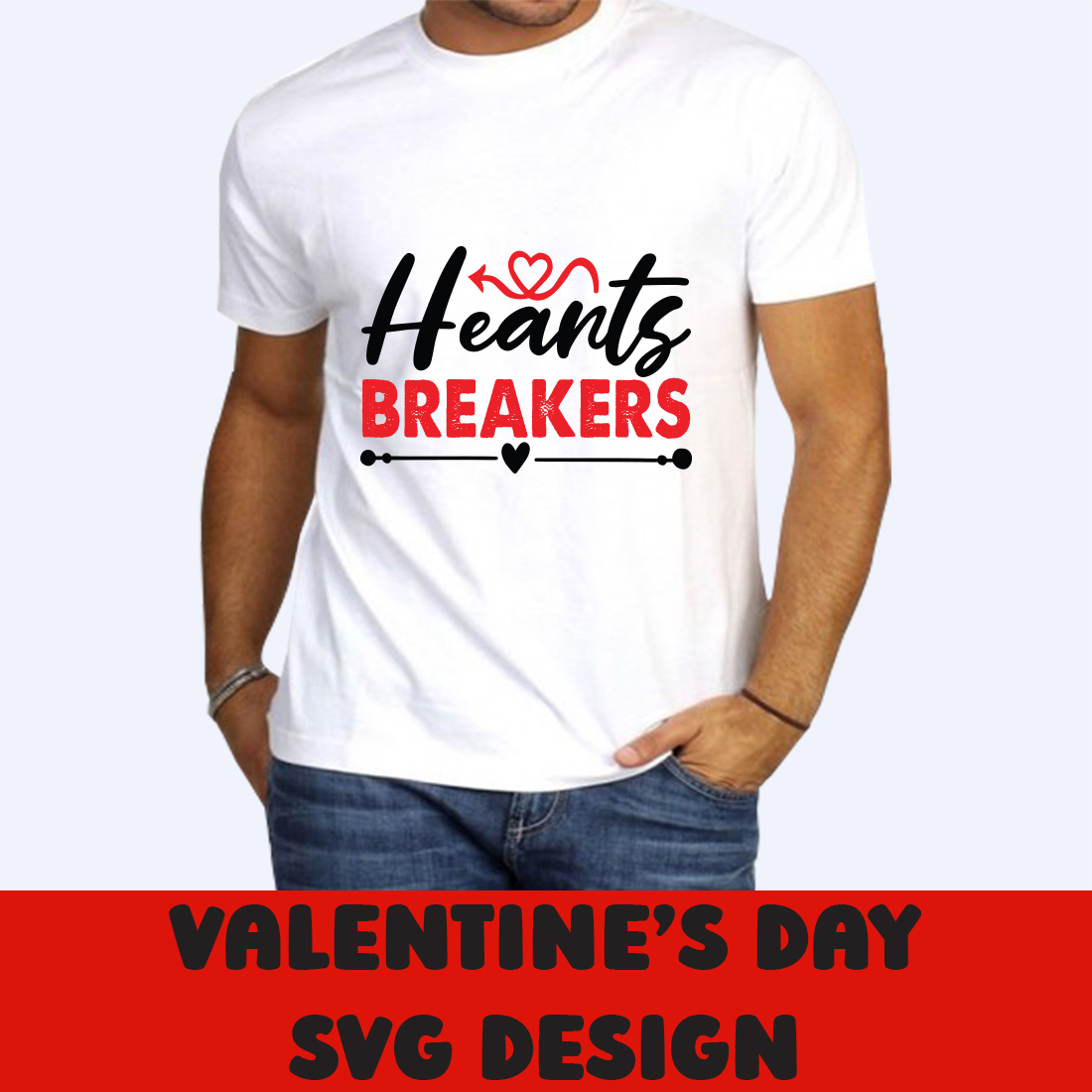 Image of a white t-shirt with an irresistible slogan Hearts Breakers