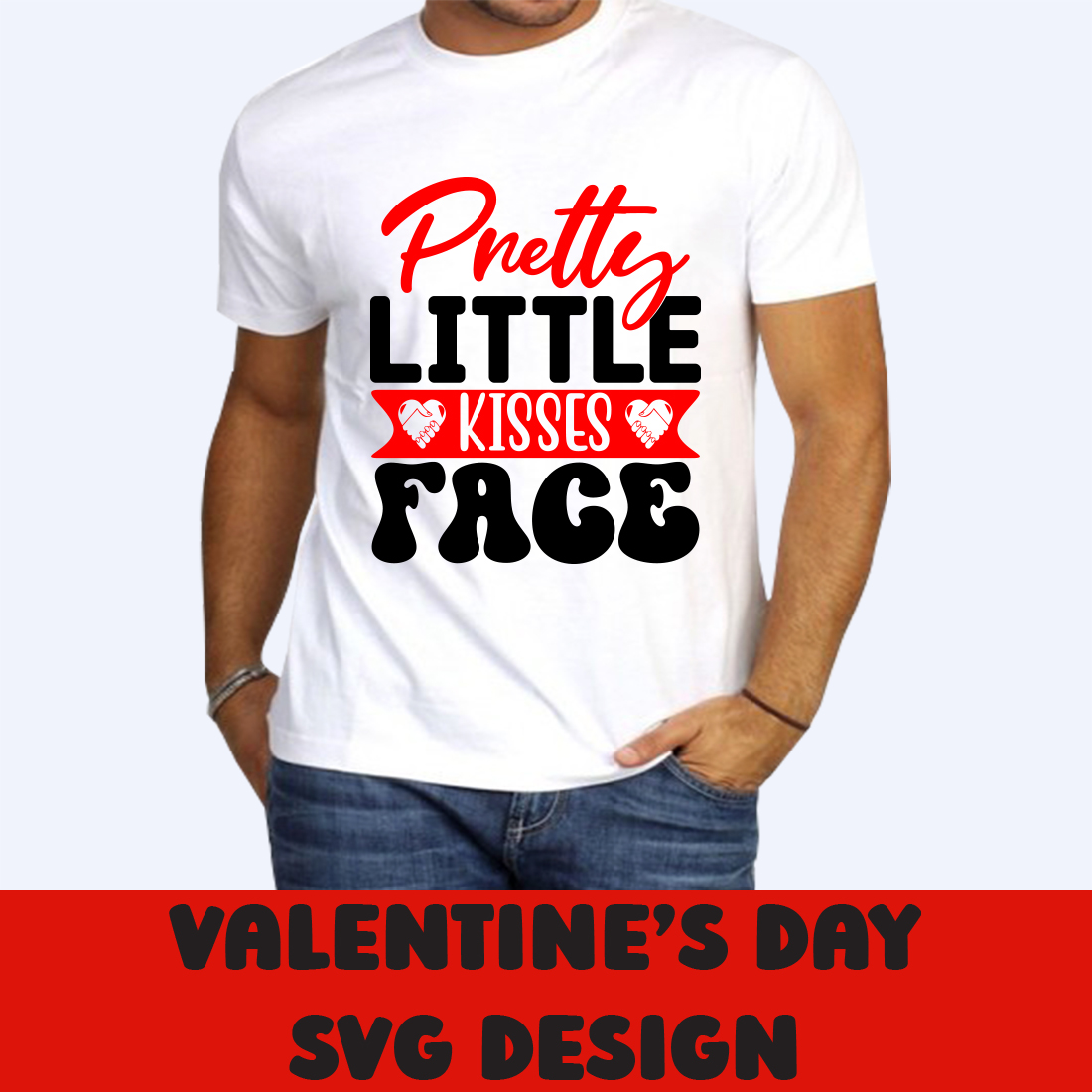 Picture of a white t-shirt with an elegant slogan Pretty Little Kisses Face