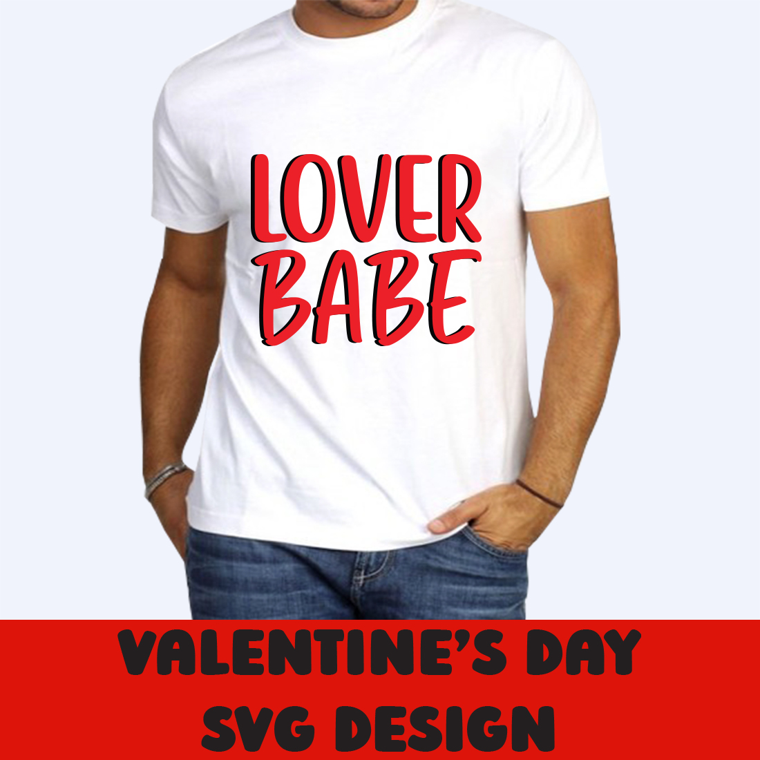 Image of a white t-shirt with an enchanting inscription Lover Babe