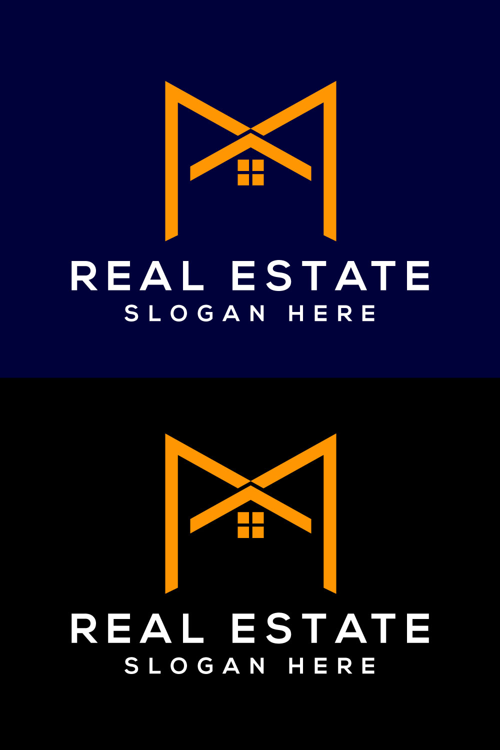 Letter M Real Estate Logo Design pinterest image.