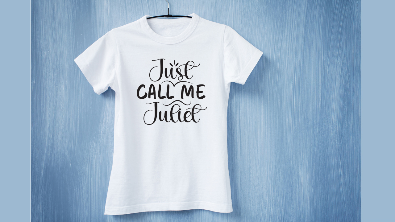 White t-shirt with a laconic lettering.