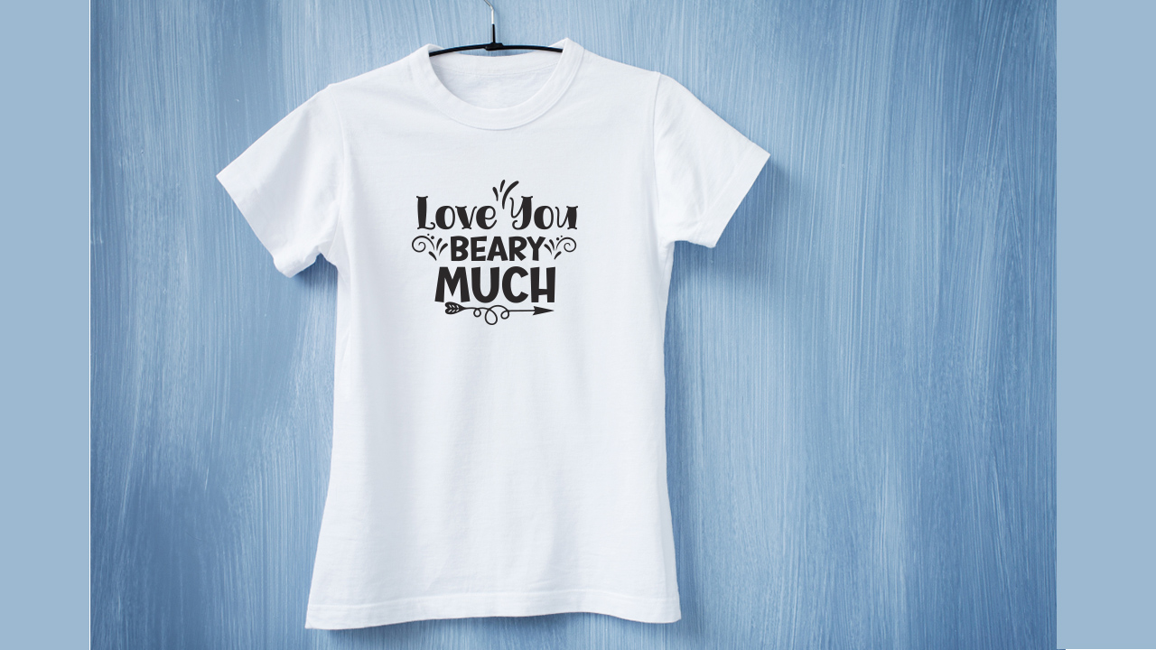 Bold love quote on a t-shirt.