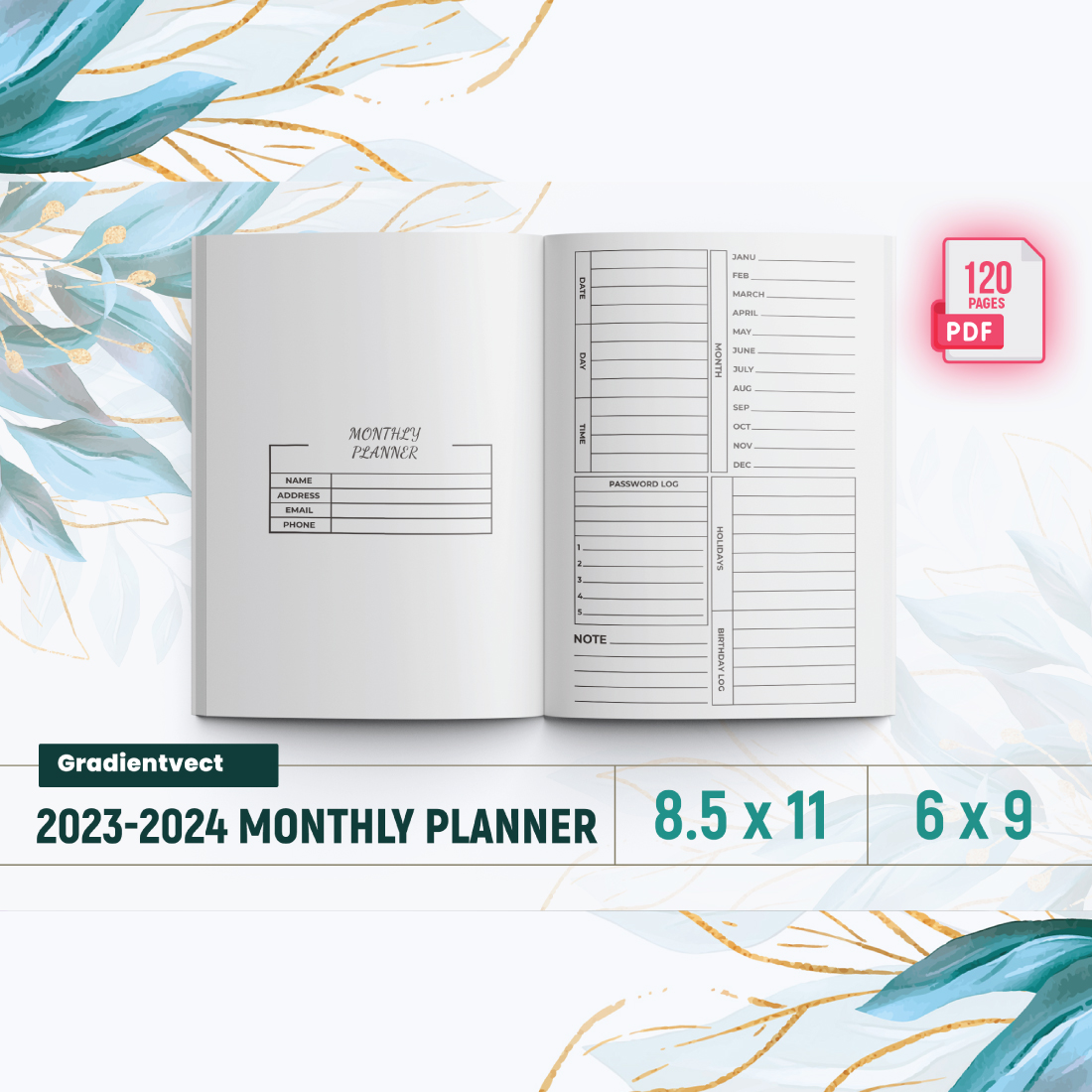 2023-2024 Monthly Planner KDP Interior Design.
