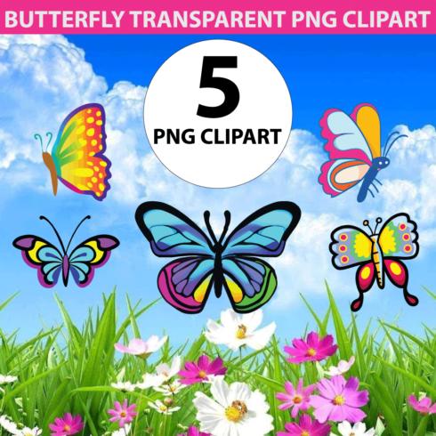Butterfly PNG Clipart Bundle main image.