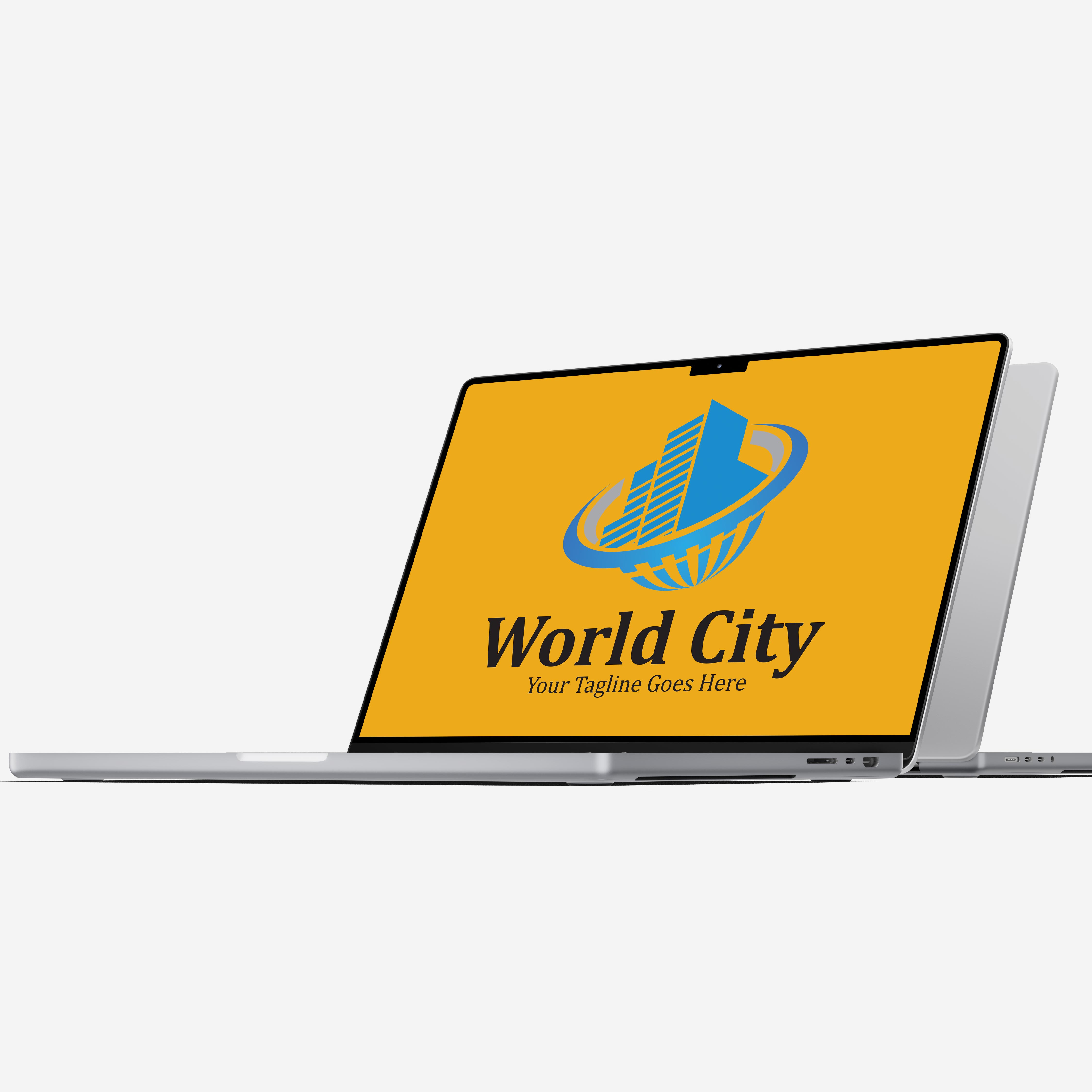 World City Logo Template macbook mockup example.