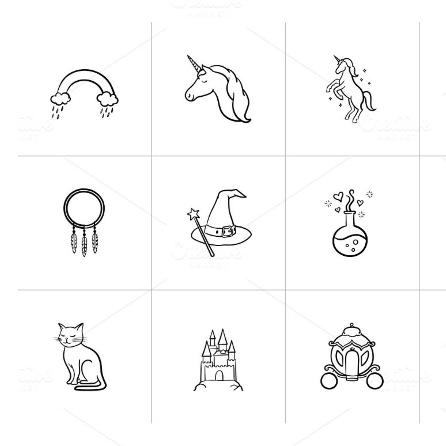 Magic And Fairytale Theme Sketch Icon Set Main Cover.