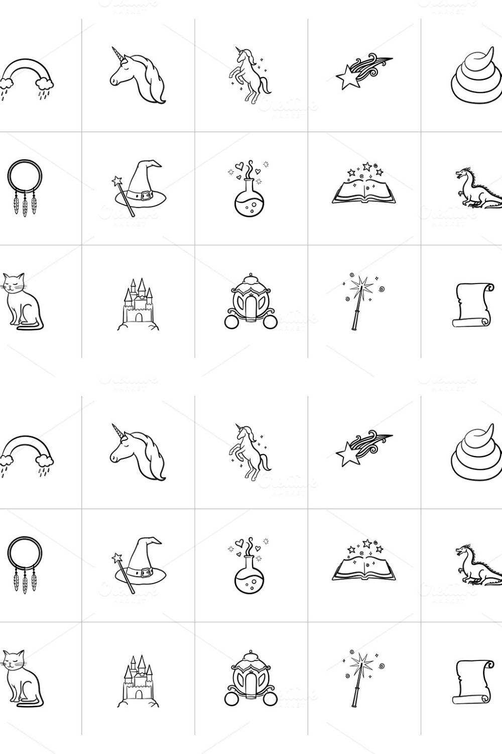 Magic And Fairytale Theme Sketch Icon Set Pinterest Cover.