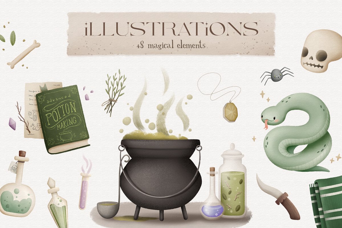 Themed elements for your magical project.