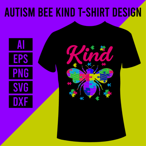 Autism Bee Kind T- Shirt Design main cover.