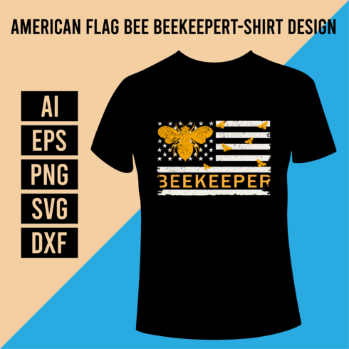 American Flag Bee Beekeeper T- Shirt Design main cover.