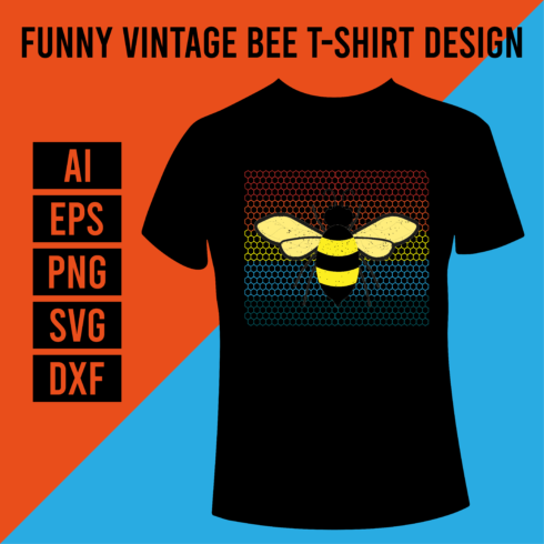 Funny Vintage Bee T- Shirt Design main cover.