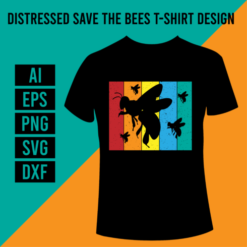 Distressed Save the Bees T- Shirt Design main cover.