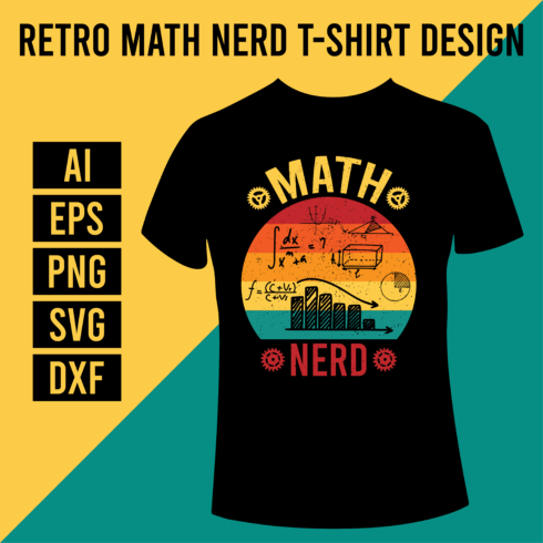 Retro Math Nerd T-Shirt Design cover image.