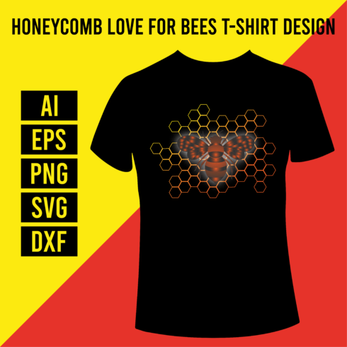 Honeycomb Love For Bees T- Shirt Design main cover.