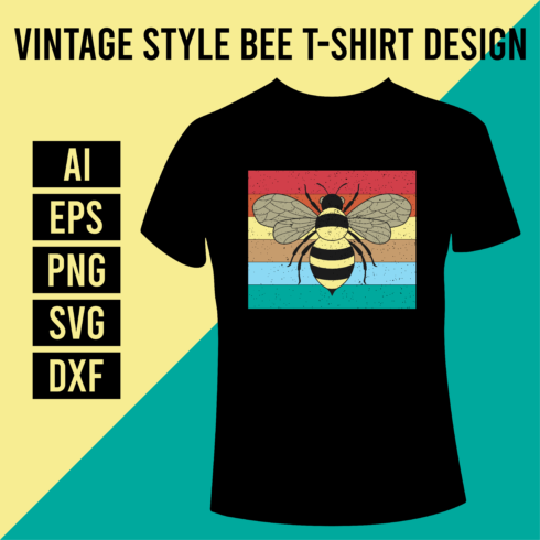 Vintage Style Bee T- Shirt Design main cover.