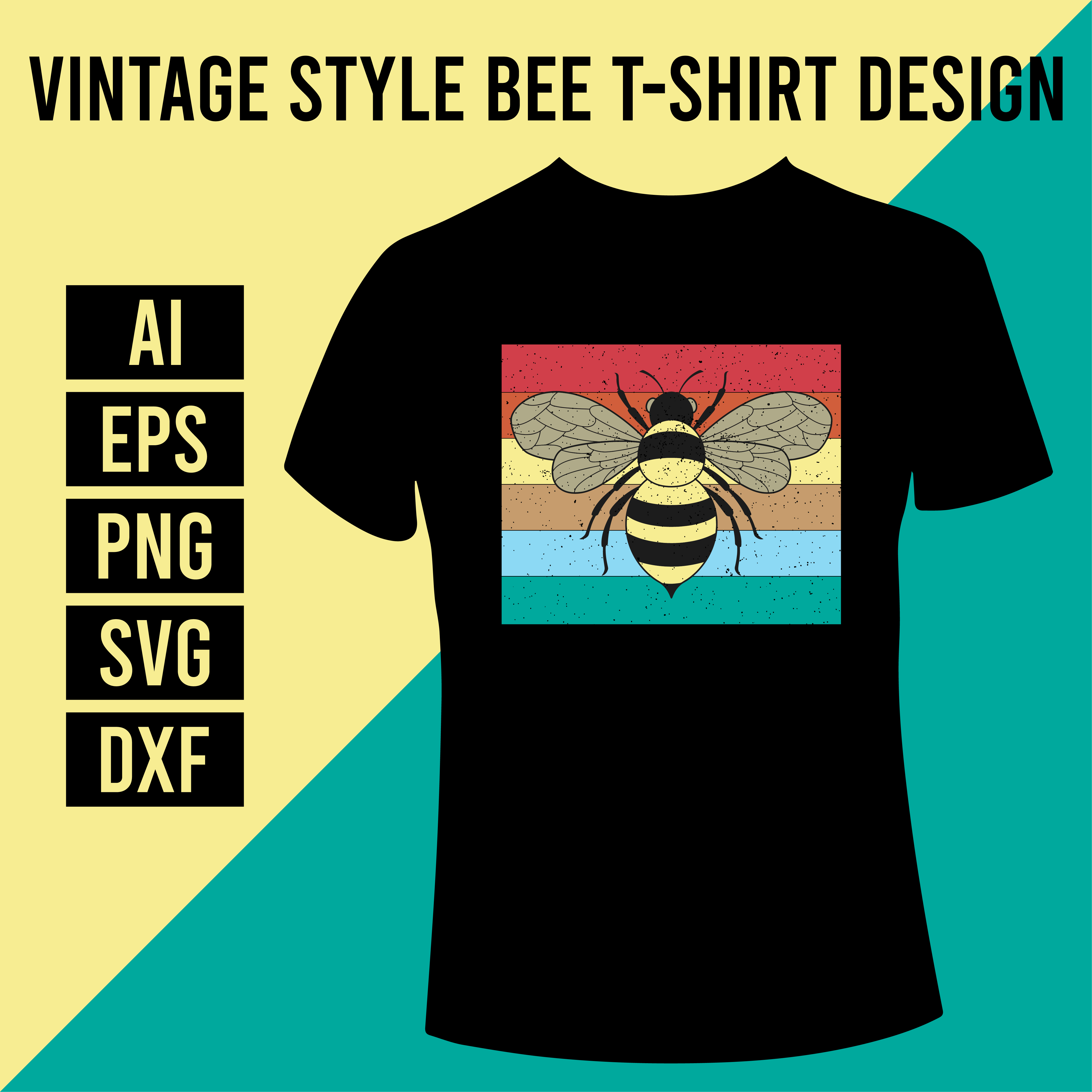 Vintage Style Bee T- Shirt Design main cover.