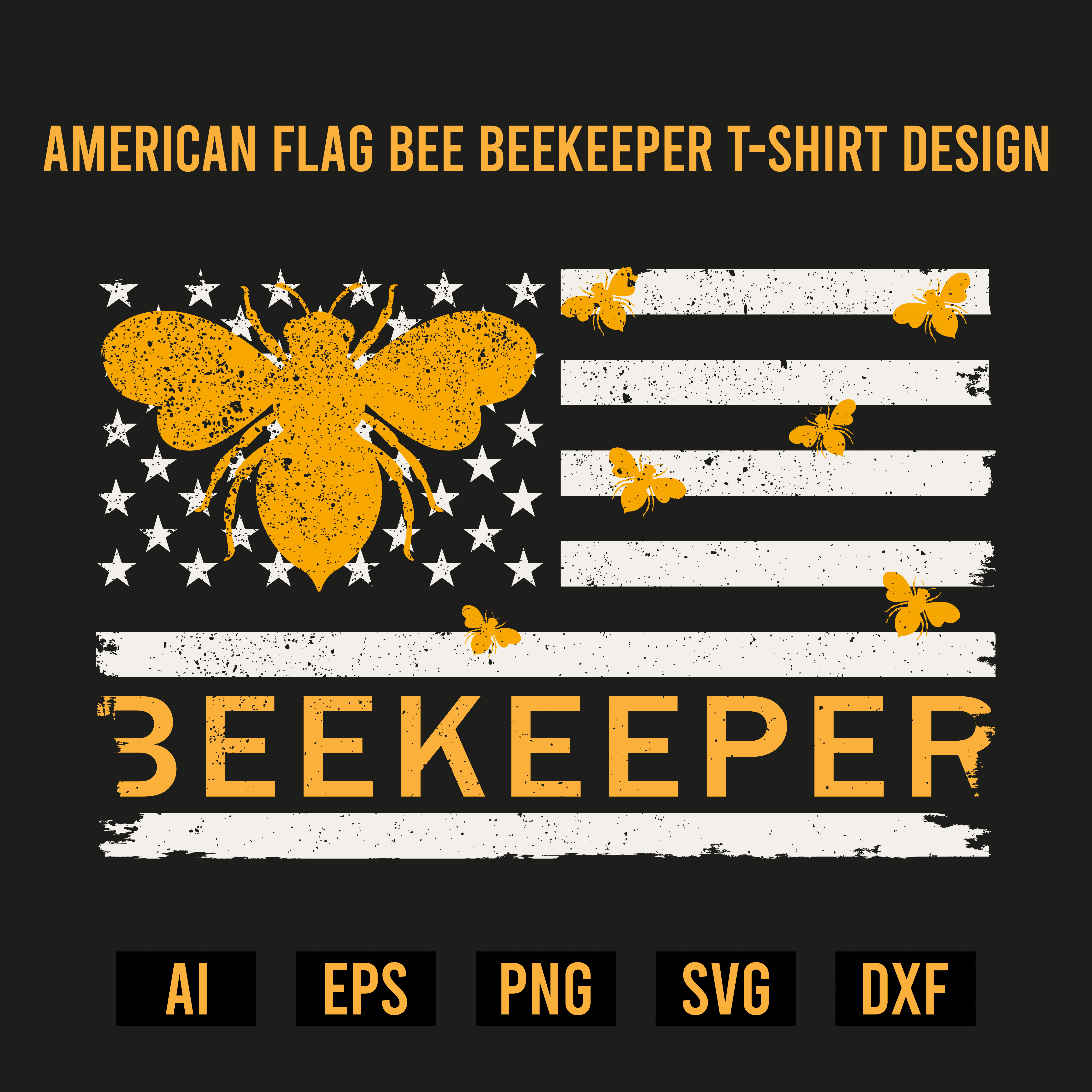 American Flag Bee Beekeeper T- Shirt Design cover image.